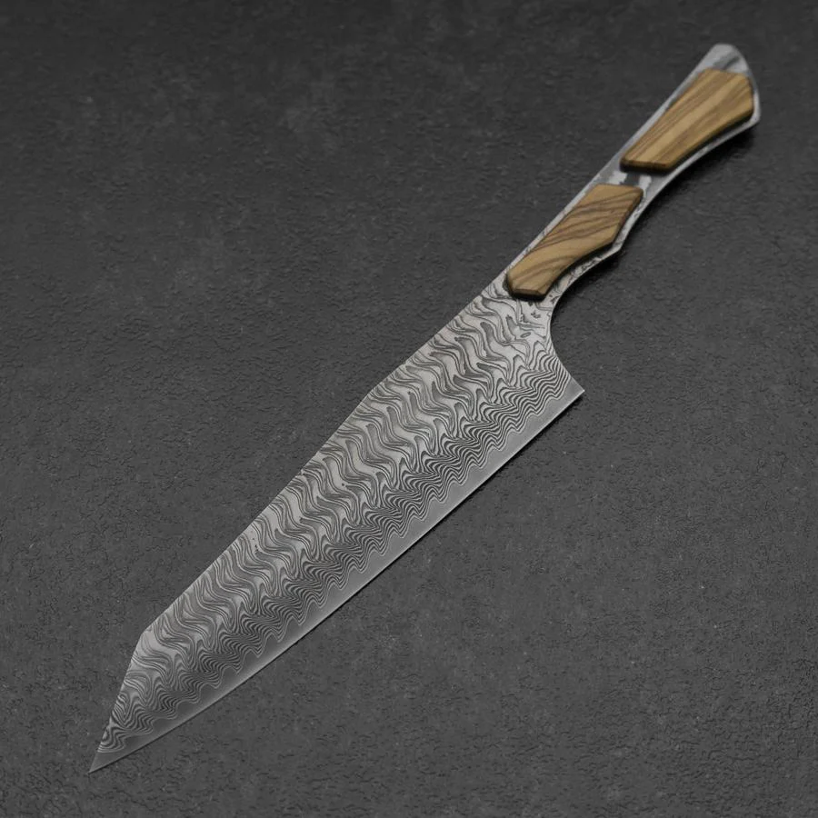 Bunka VG-10 Kagami Damast Olivenholz Griff 180mm - Schwarz - Image 2