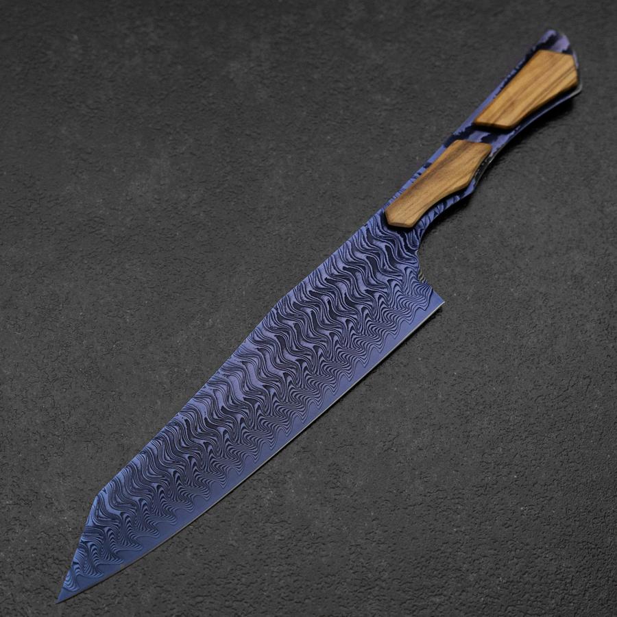 Bunka VG-10 Kagami Damast Olivenholz Griff 180mm - Blau - Image 2