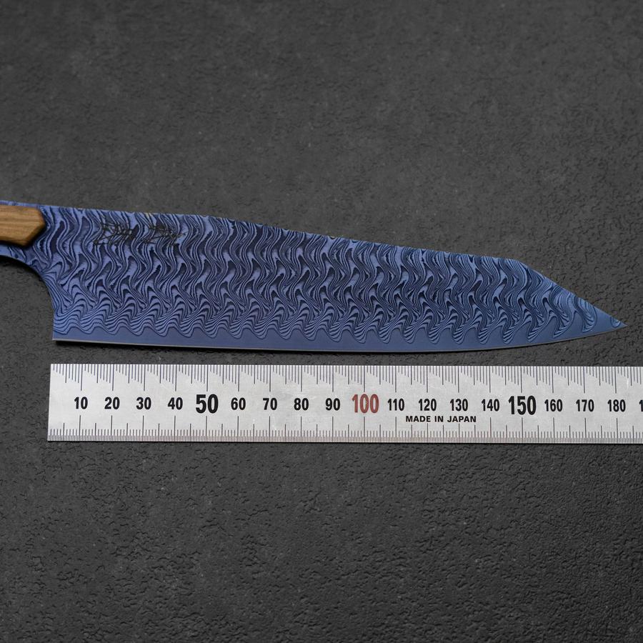 Bunka VG-10 Kagami Damast Olivenholz Griff 180mm - Blau - Image 7