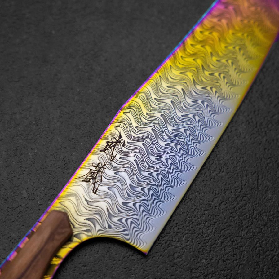 Bunka VG-10 Kagami Damast Olivenholz Griff 180mm - Regenbogen - Image 3