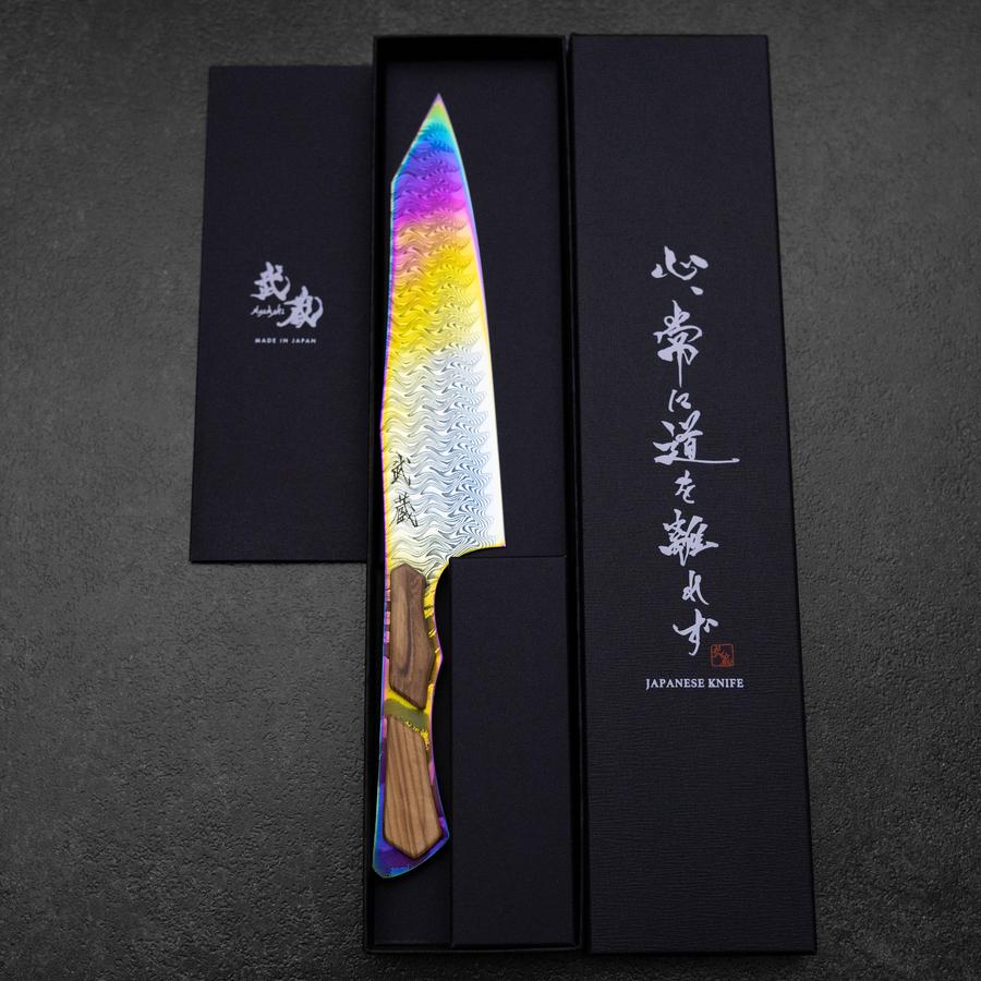 Bunka VG-10 Kagami Damast Olivenholz Griff 180mm - Regenbogen - Image 8
