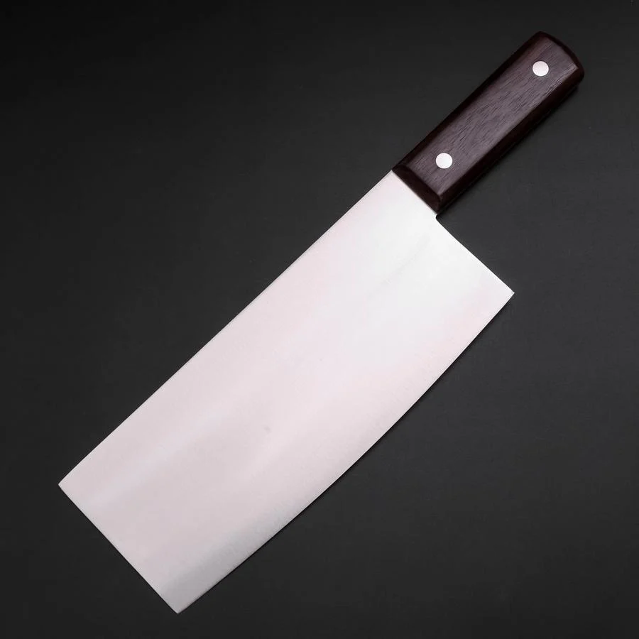 Chinesisches Kochmesser SK-Stahl Poliert Kirschholz Griff 220mm - Image 2