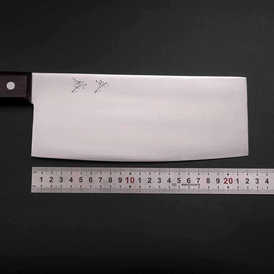 Chinesisches Kochmesser SK-Stahl Poliert Kirschholz Griff 220mm - Image 7