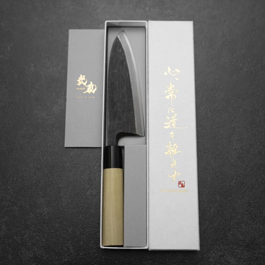 Deba Blue Steel #2 Kurouchi Magnolienholz Griff 150mm - Image 8