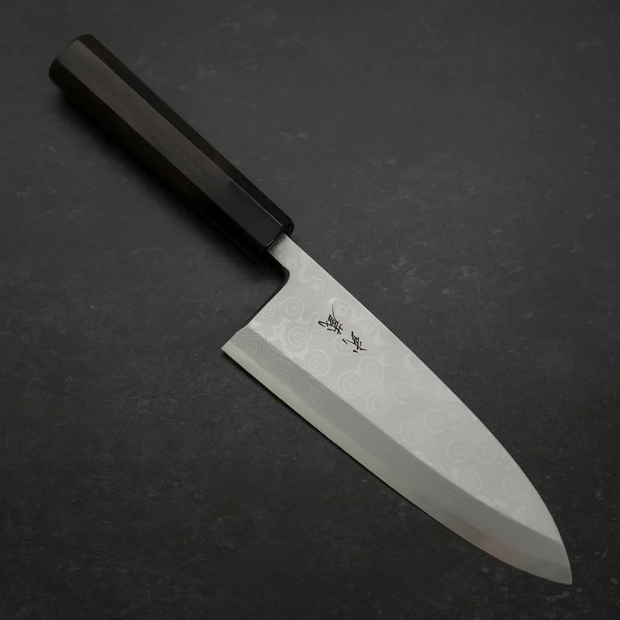 Deba Blue Steel #2 Suminagashi Büffelhorn und Ebenholz Griff 180mm