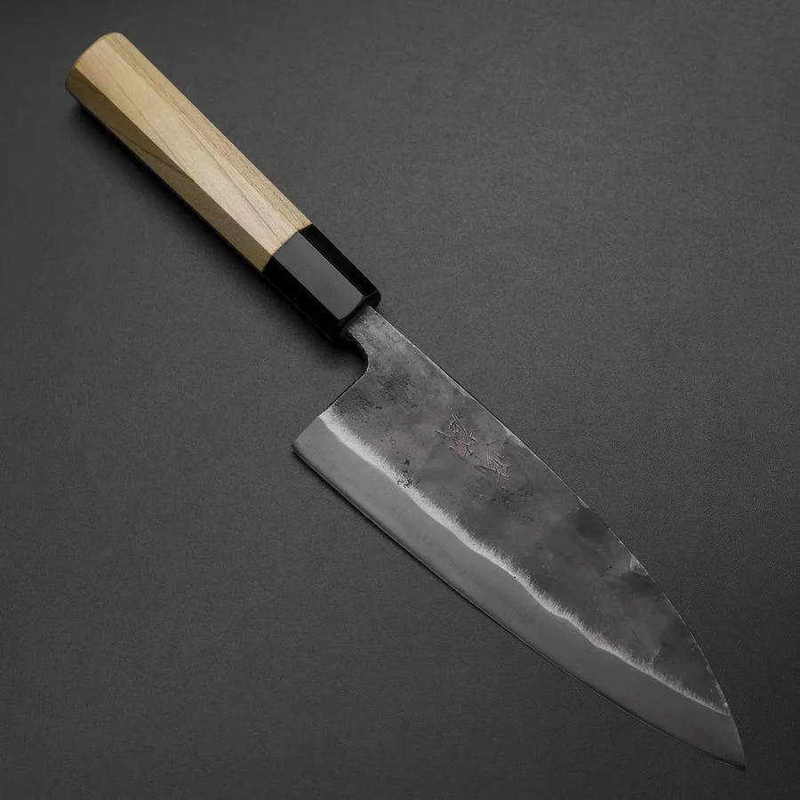 Deba Doppelte Fase White Steel #2 Kurouchi Büffelhorn und Magnolienholz Griff 180mm