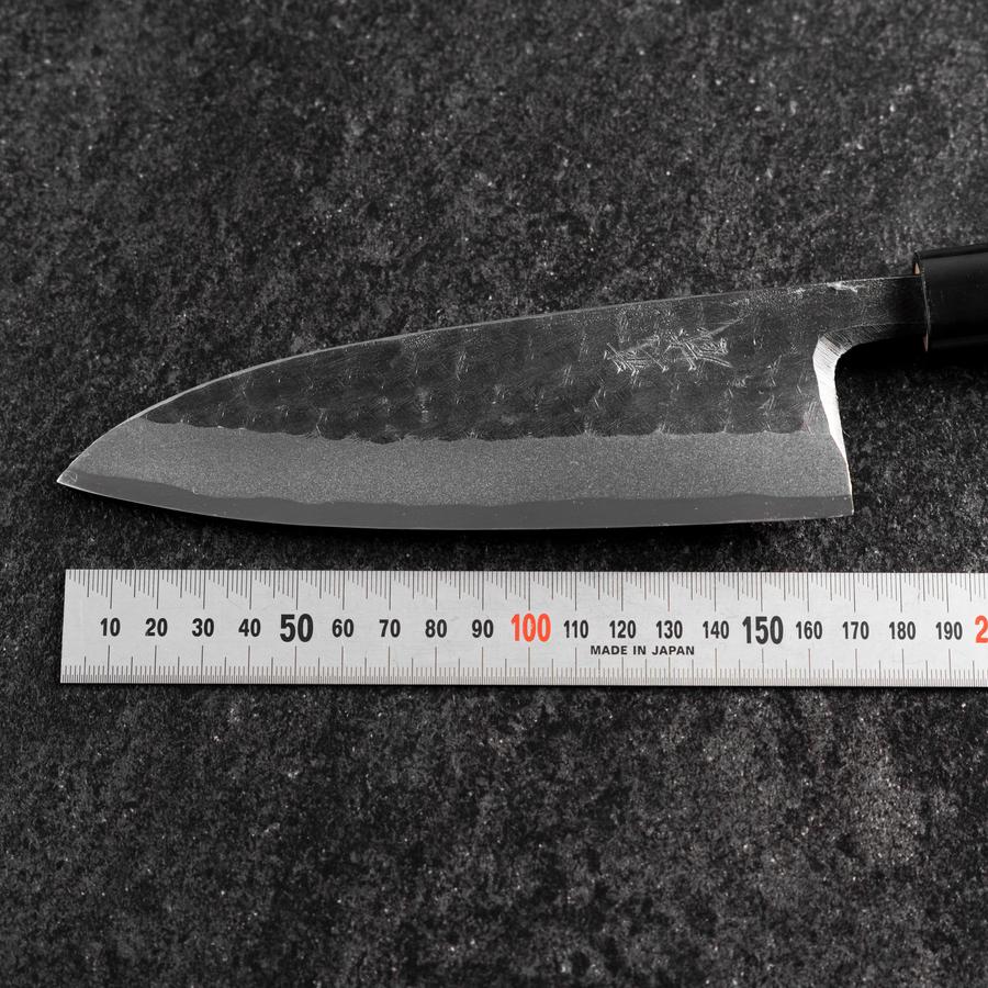 Deba Linkshand White Steel #2 Kurouchi Tsuchime Kirschholz Griff 165mm - Image 7