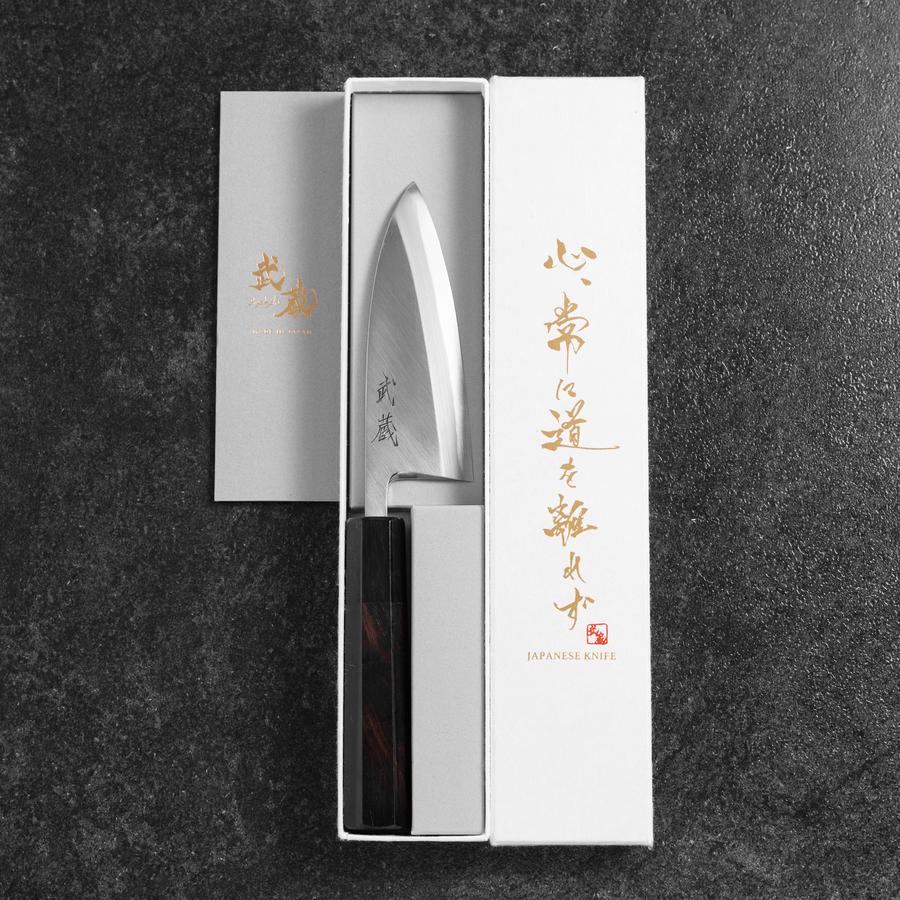 Deba White Steel #2 Kasumi Büffelhorn und Ebenholz Griff 120mm - Image 8