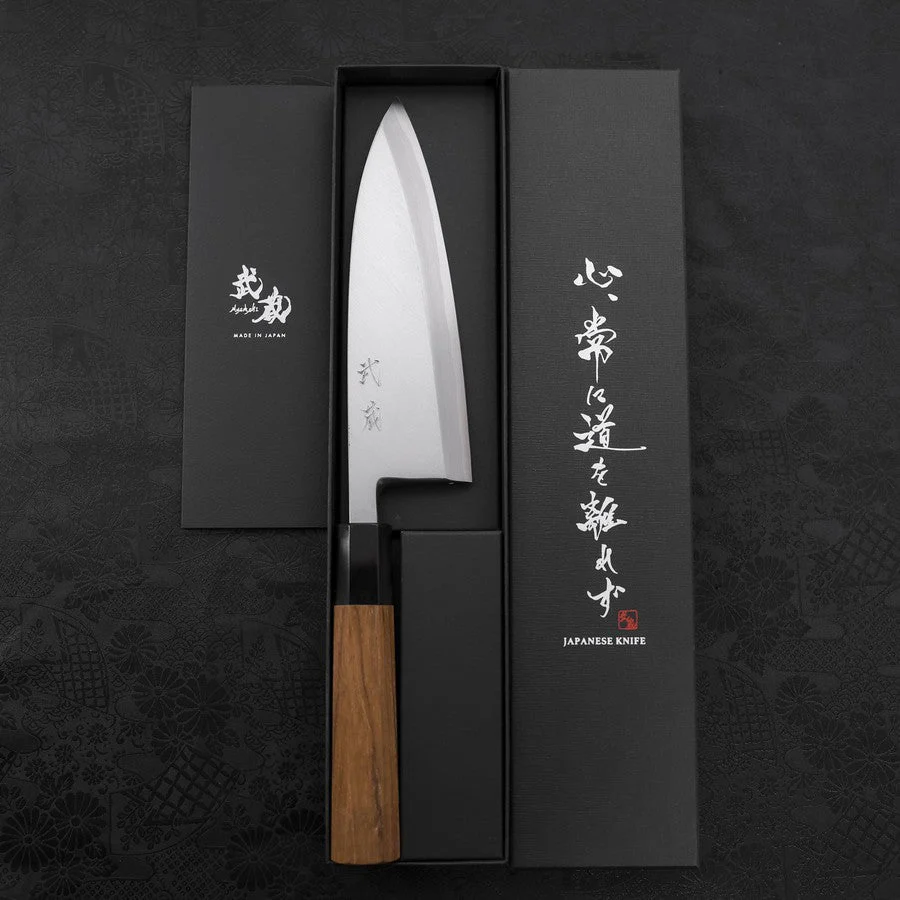 Deba White Steel #2 Kasumi Büffelhorn und Teakholz Griff 180mm - Image 8
