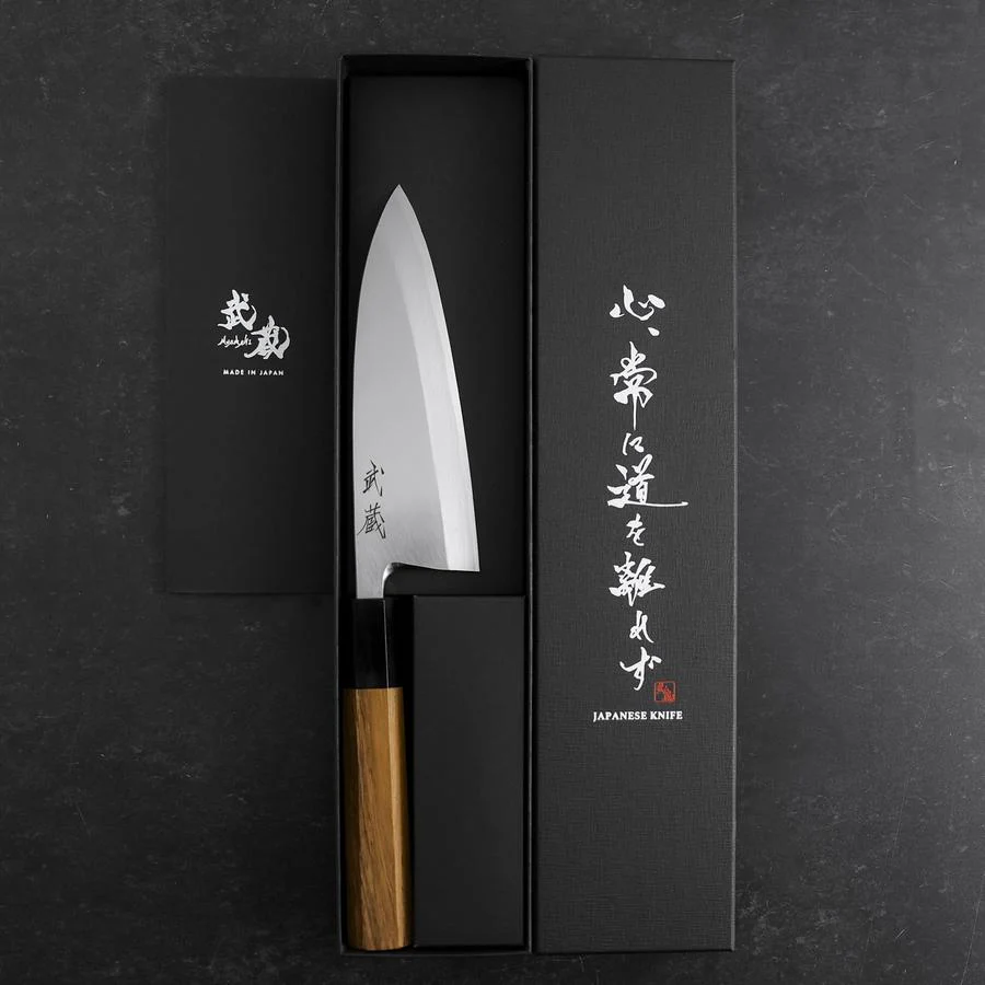 Deba White Steel #2 Kasumi Büffelhorn und Teakholz Griff 150mm - Image 8