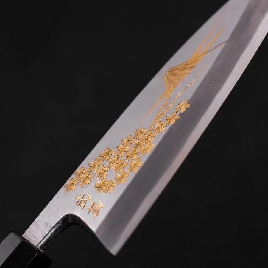 Deba White Steel #2 Kasumi Chokin "Sakura-Fuji" Büffelhorn und Ebenholz Griff 165mm - Image 3
