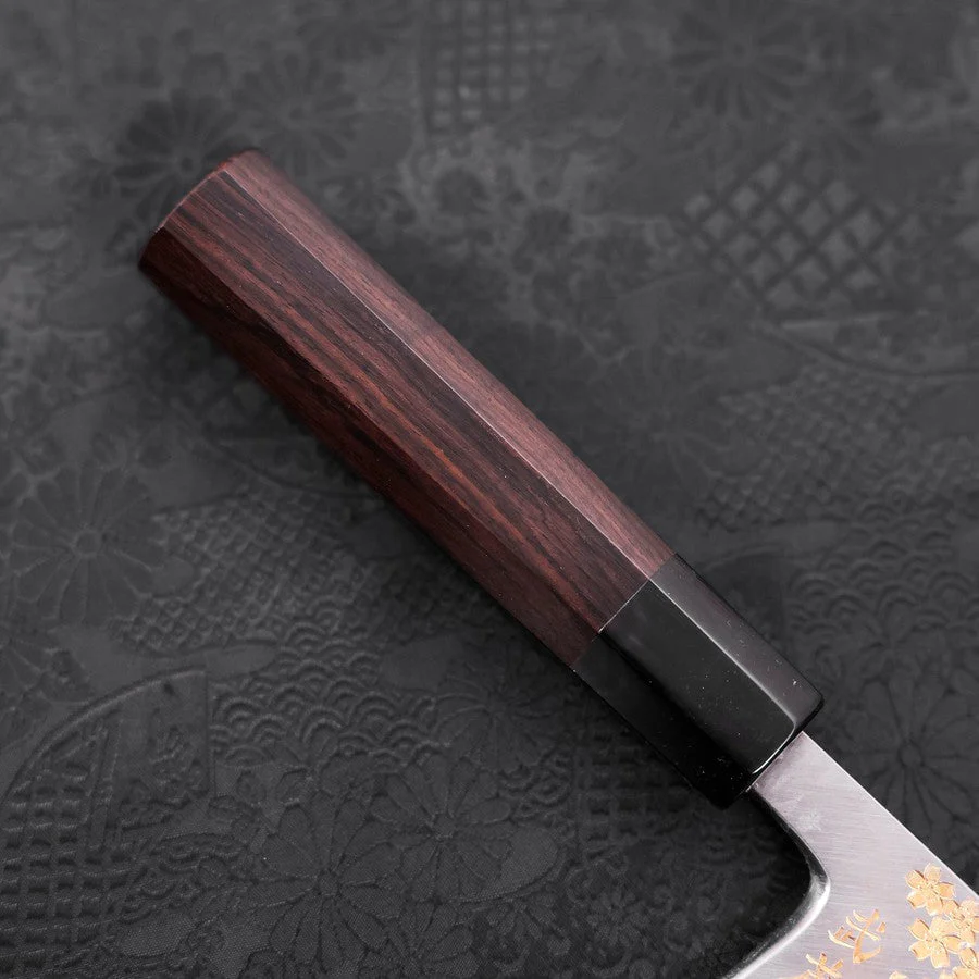 Deba White Steel #2 Kasumi Chokin "Sakura-Fuji" Büffelhorn und Ebenholz Griff 165mm - Image 6