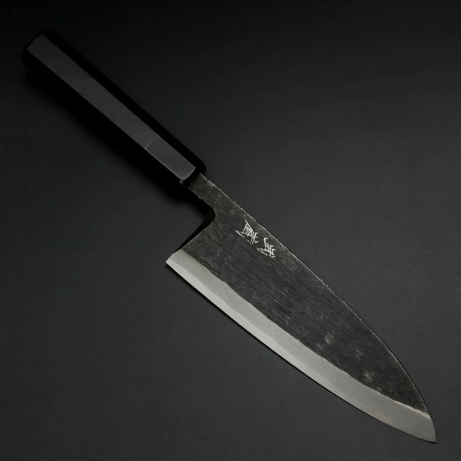 Deba White Steel #2 Kurouchi Büffelhorn und Ebenholz Griff 180mm
