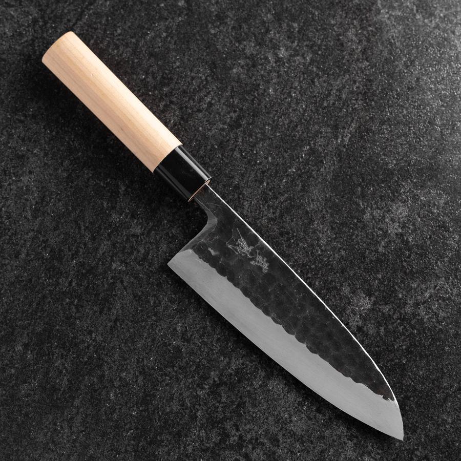 Deba White Steel #2 Kurouchi Tsuchime Kirschholz Griff 180mm
