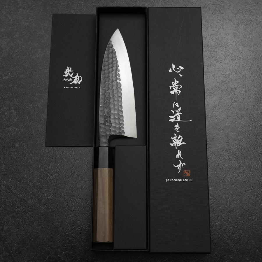 Deba White Steel #2 Kurouchi Tsuchime Walnussholz Griff 165mm - Image 8