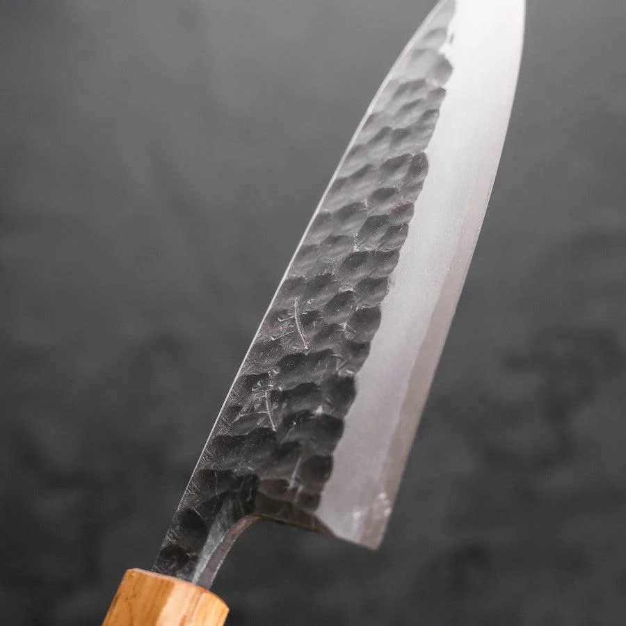Deba White Steel #2 Kurouchi Tsuchime Yaki Urushi Griff 165mm - Image 3