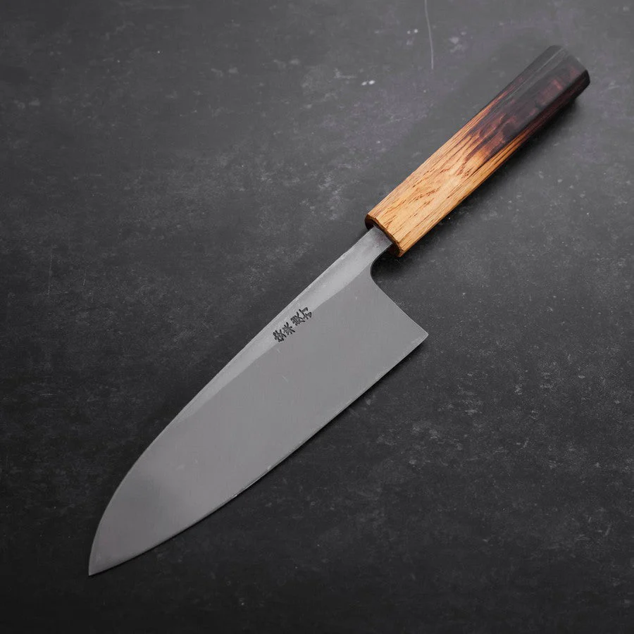 Deba White Steel #2 Kurouchi Tsuchime Yaki Urushi Griff 180mm - Image 2