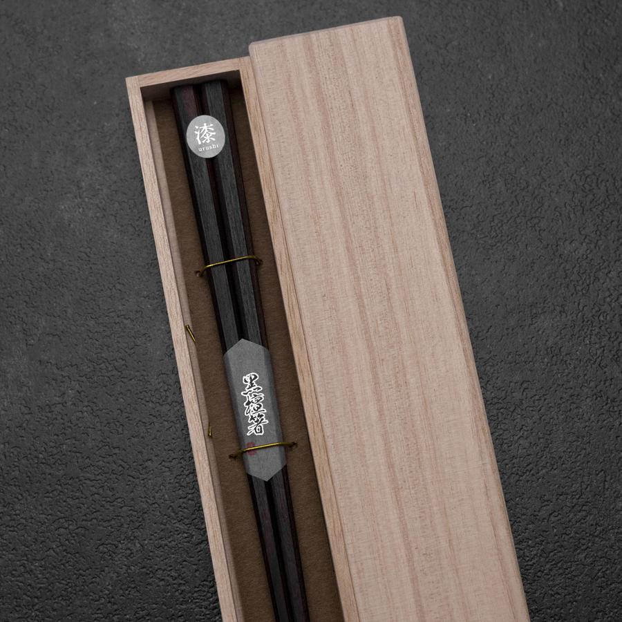 Ebenholz Lackierte Essstäbchen 240mm mit Paulownia-Holzbox - Image 3