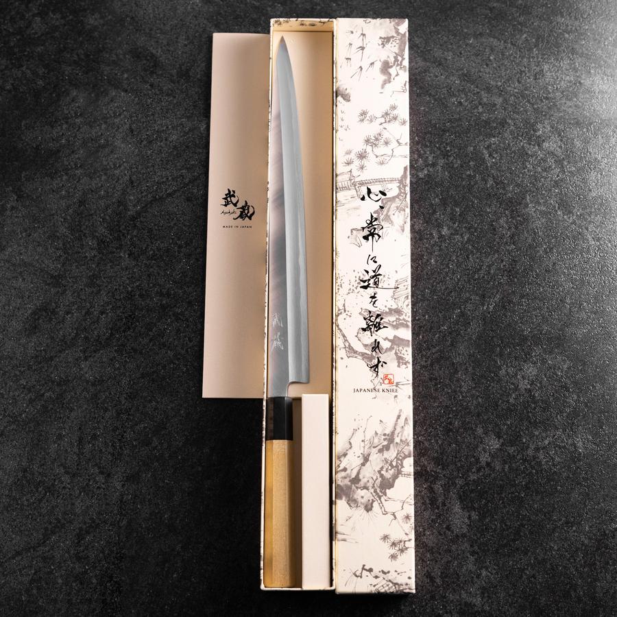 Fuguhiki White Steel #3 Kasumi Büffelhorn und Magnolienholz Griff 300mm - Image 8