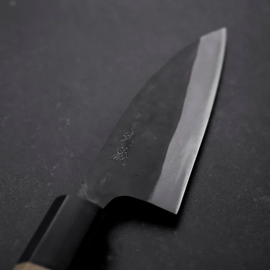 Funayuki Blue Steel #1 Kurouchi Büffelhorn und Magnolienholz Griff 105mm - Image 3