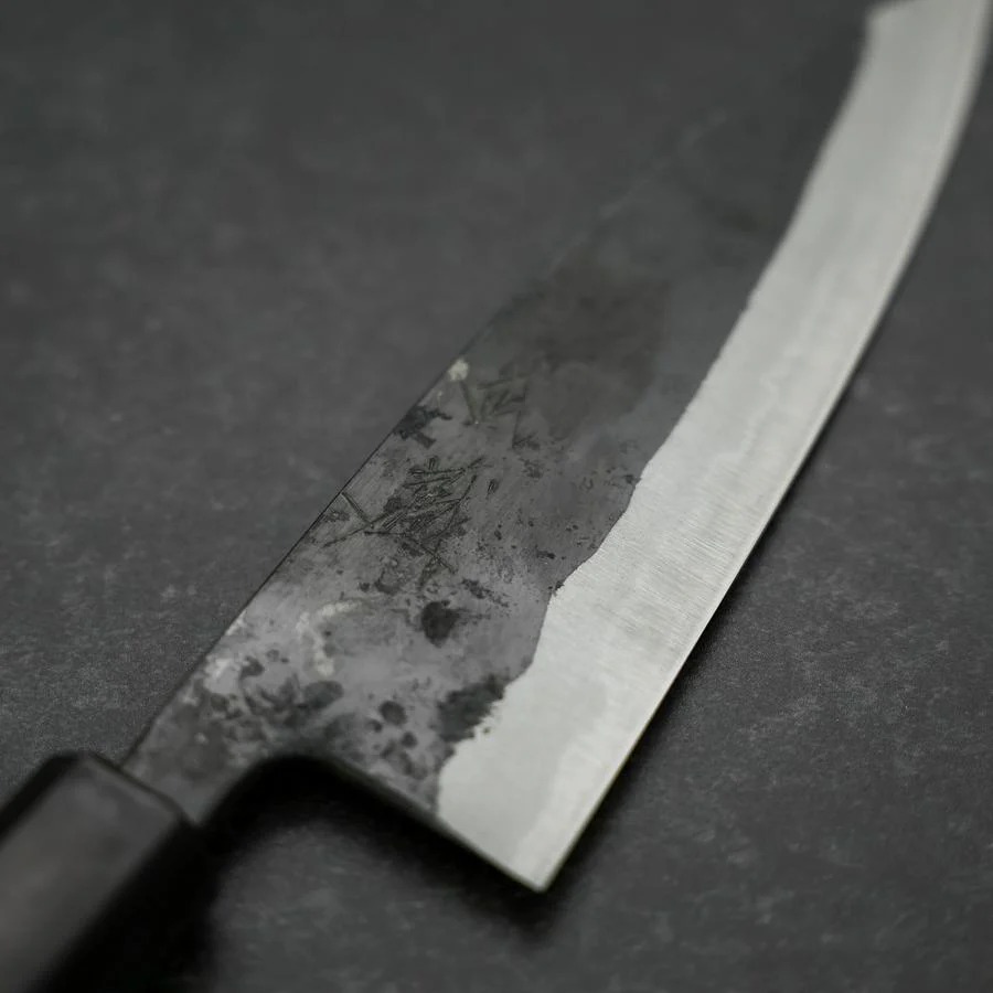 Funayuki Blue Steel #2 Kurouchi Büffelhorn und Ebenholz Griff 150mm - Image 3
