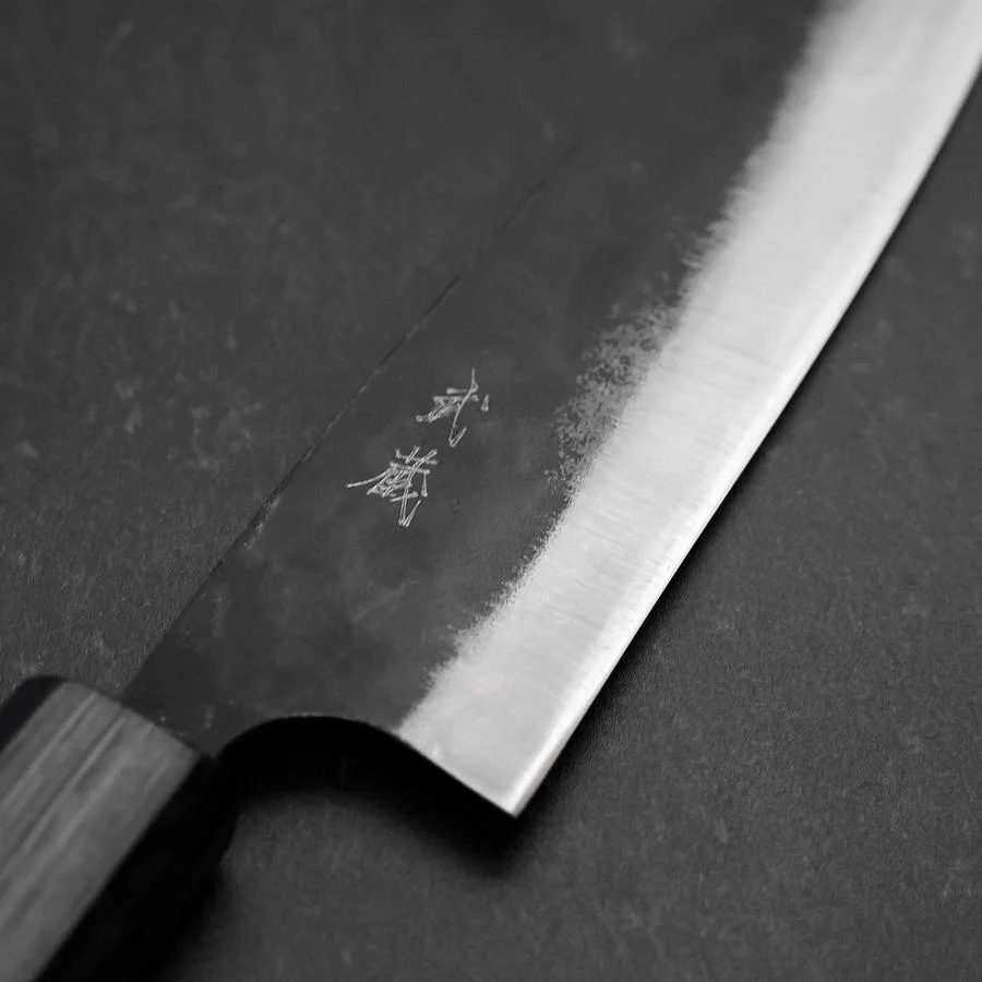 Funayuki Blue Steel #2 Kurouchi Dunkelblauer Urushi Griff 165mm - Image 3