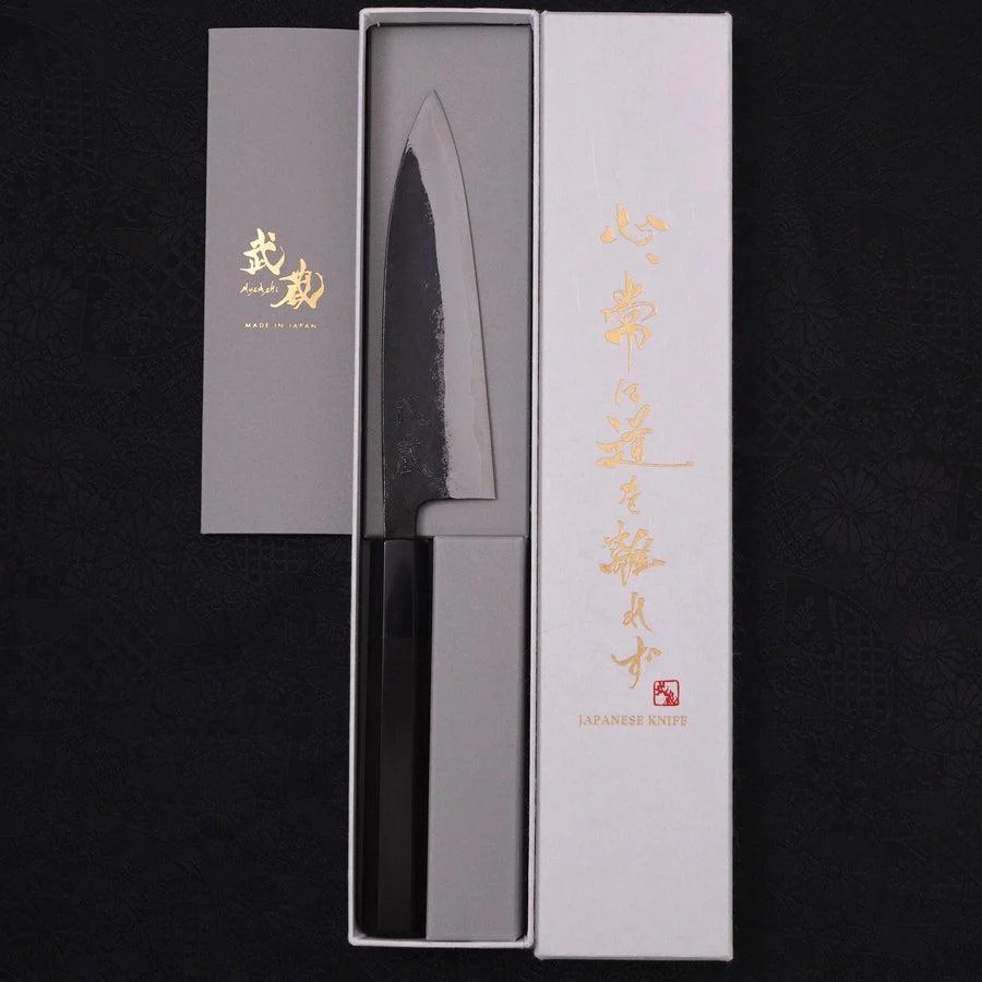 Funayuki Sabaki Aogami-Super Kurouchi Büffelhorn und Ebenholz Griff 135mm - Image 8