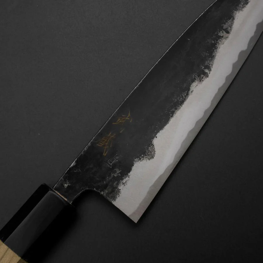 Funayuki Sabaki Blue Steel #1 Kurouchi Büffelhorn und Magnolienholz Griff 165mm - Image 3