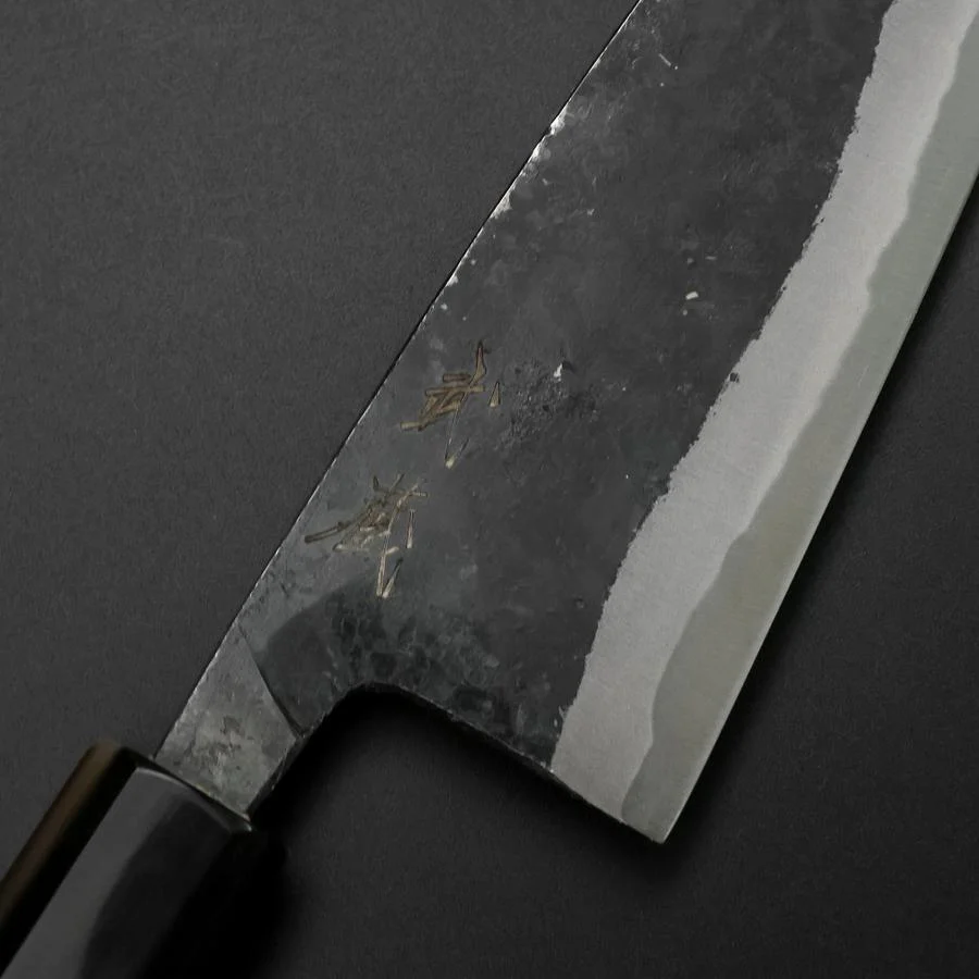 Funayuki Sabaki Blue Steel #1 Kurouchi Büffelhorn und Magnolienholz Griff 160mm - Image 3