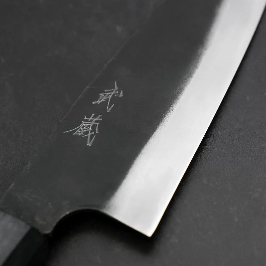 Funayuki Sabaki Blue Steel #1 Kurouchi Büffelhorn und Ebenholz Griff 180mm - Image 3