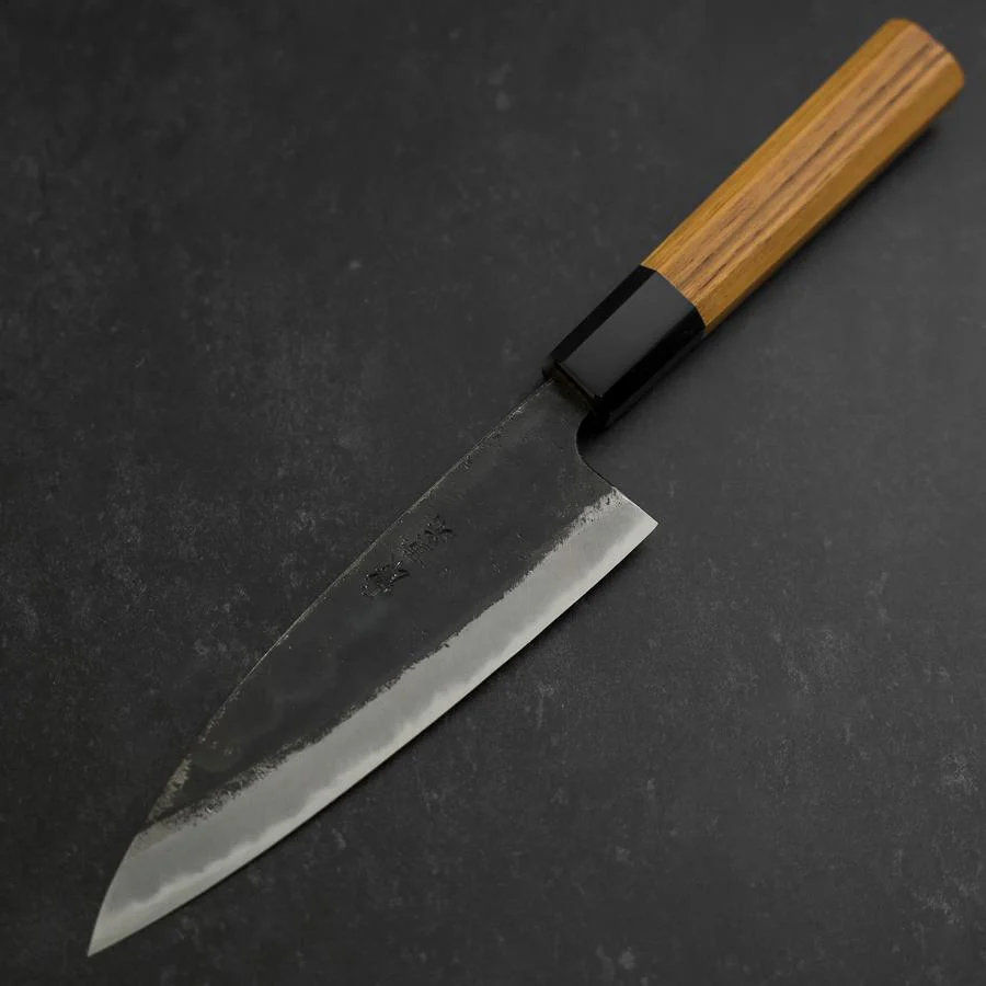 Funayuki Sabaki Blue Steel #2 Kurouchi Büffelhorn und Teakholz Griff 165mm - Image 2