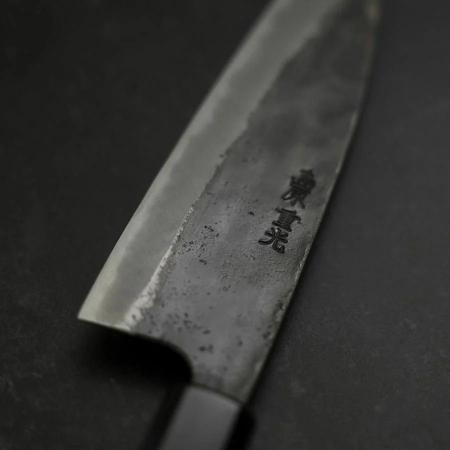 Funayuki Sabaki Blue Steel #2 Kurouchi Büffelhorn und Teakholz Griff 165mm - Image 3