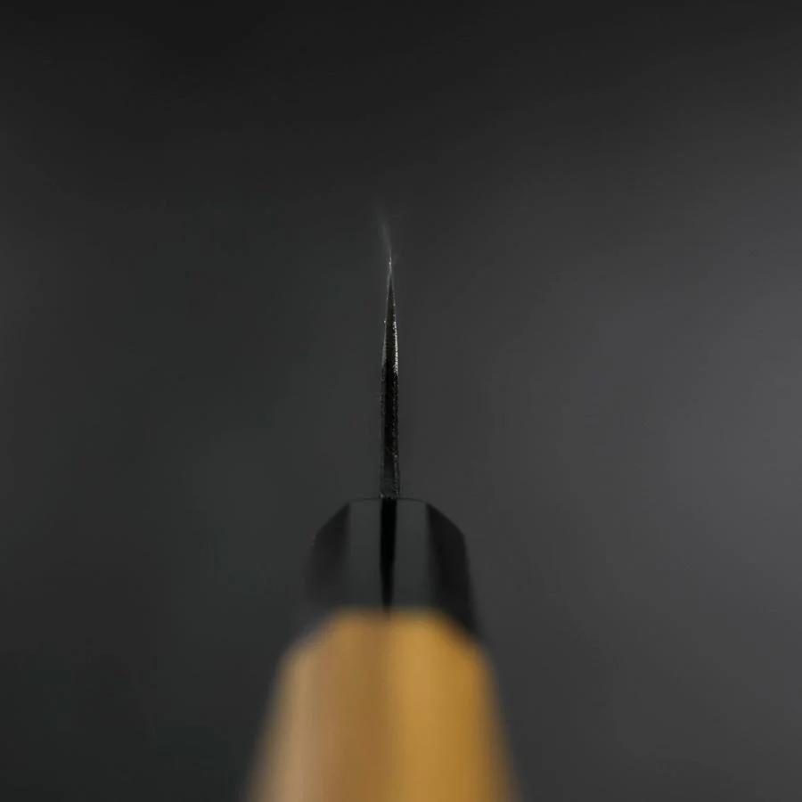 Funayuki Sabaki Blue Steel #2 Kurouchi Büffelhorn und Teakholz Griff 165mm - Image 4