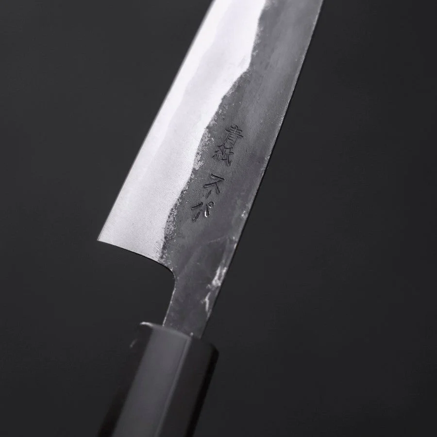 Funayuki Sabaki Blue Super Kurouchi Büffelhorn und Ebenholz Griff 120mm - Image 3