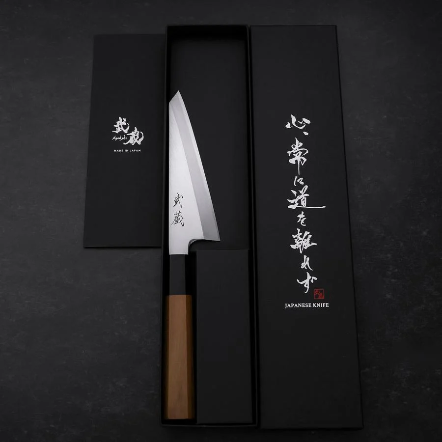 Garasuki Ausbeinmesser White Steel #2 Poliert Büffelhorn und Teakholz Griff 150mm - Image 8