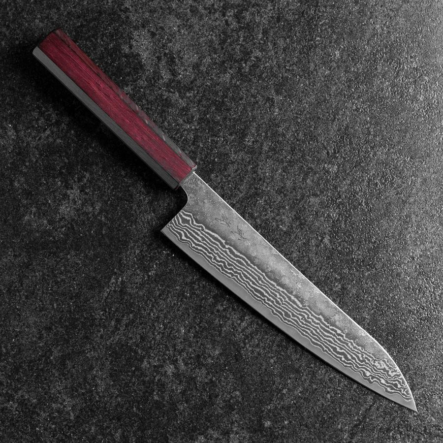 Gyuto 440C Nashiji Damast Lila Urushi Griff 210mm