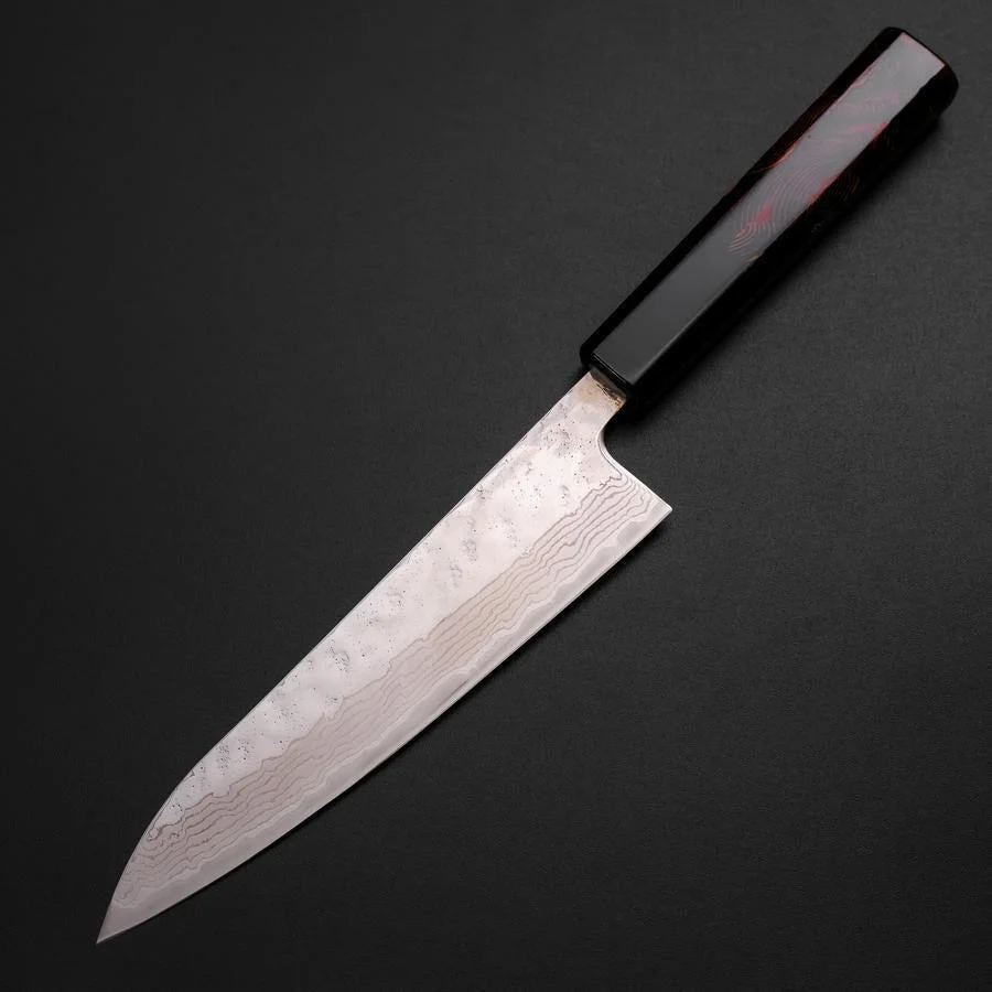 Gyuto 440C Nashiji Kagami Damast Feuer Urushi Griff 180mm - Image 2
