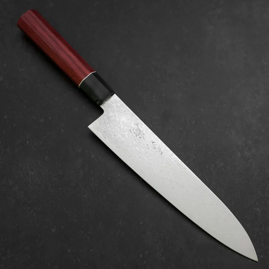 Gyuto AUS-10 Damast Roter Kirschholz Griff 210mm