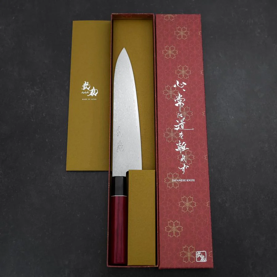 Gyuto AUS-10 Damast Roter Kirschholz Griff 210mm - Image 8