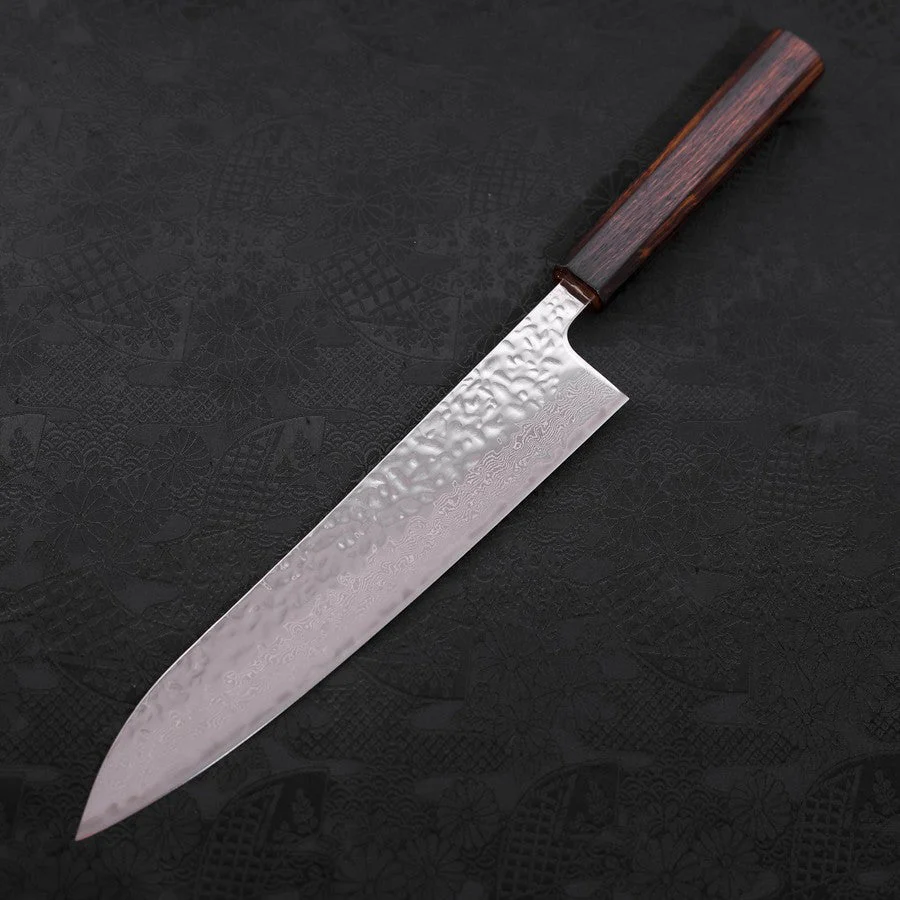 Gyuto AUS-10 Kagami Tsuchime Damast Sumi Urushi Griff 240mm - Image 2