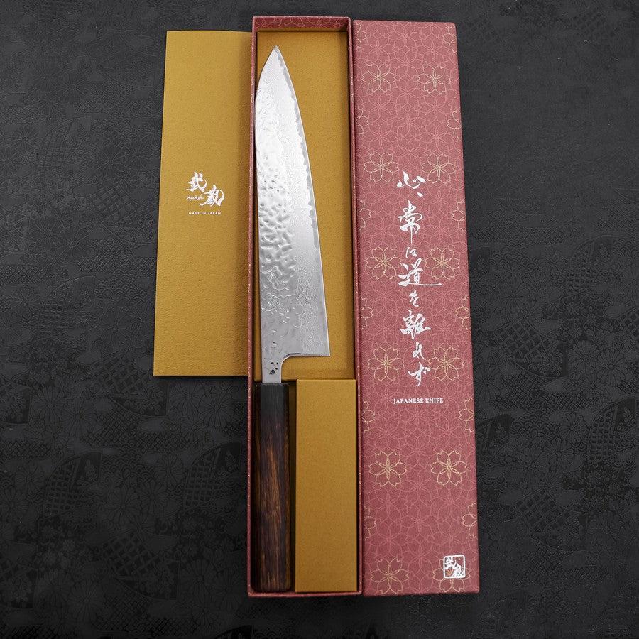 Gyuto AUS-10 Kagami Tsuchime Damast Sumi Urushi Griff 240mm - Image 8