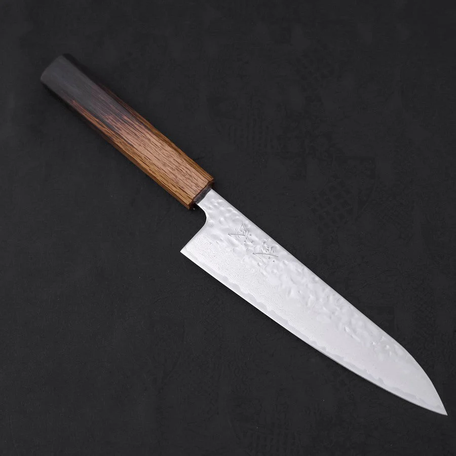 Gyuto AUS-10 Kagami Tsuchime Damast Yaki Urushi Griff 180mm