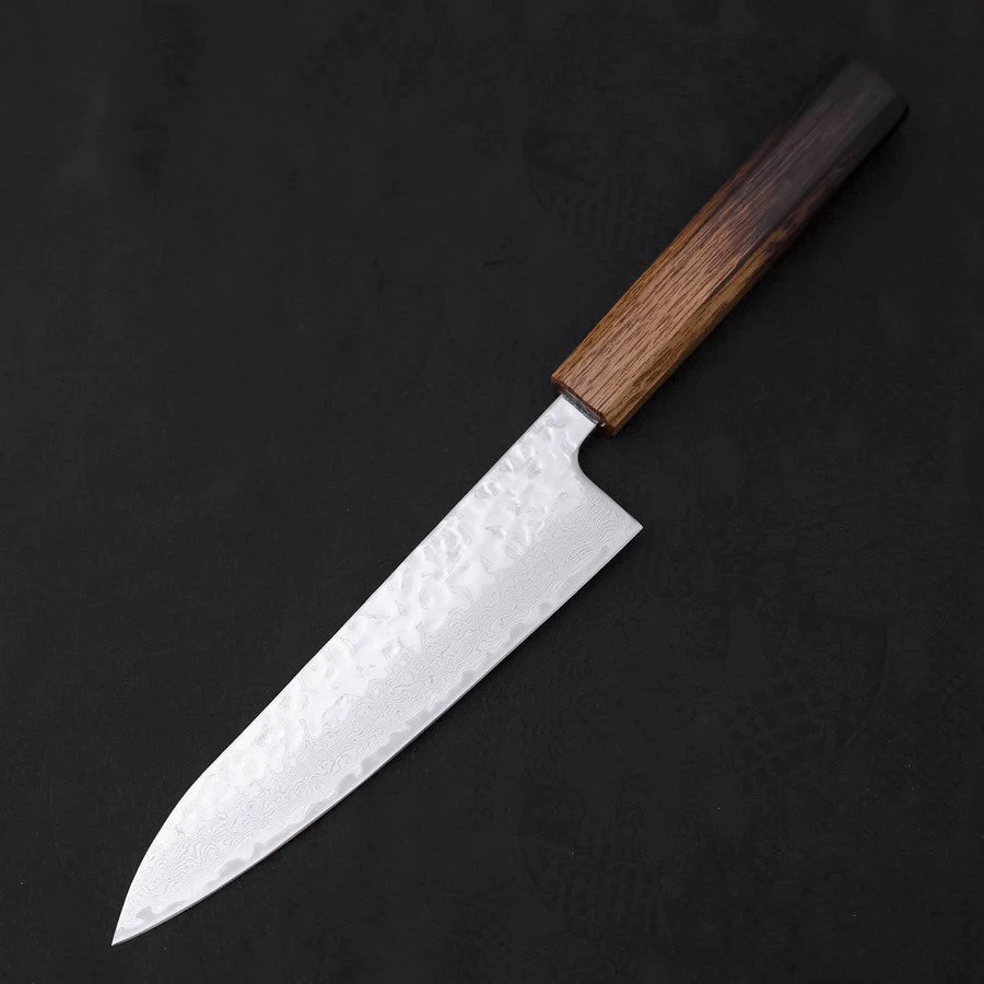 Gyuto AUS-10 Kagami Tsuchime Damast Yaki Urushi Griff 180mm - Image 2