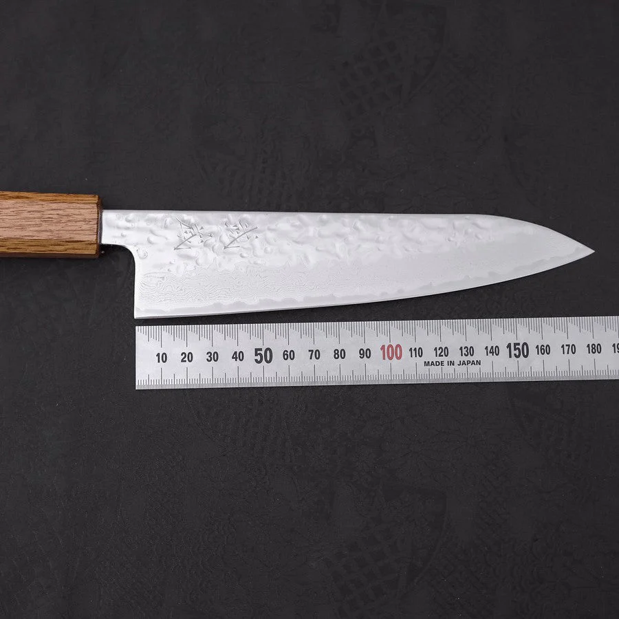 Gyuto AUS-10 Kagami Tsuchime Damast Yaki Urushi Griff 180mm - Image 7