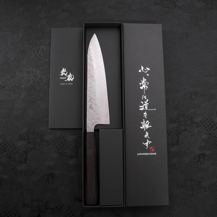 Gyuto AUS-10 Nashiji Damast Ebenholz Griff 180mm - Image 8