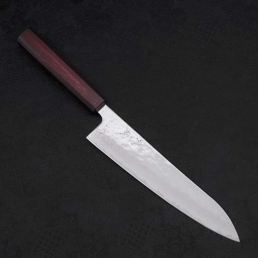 Gyuto AUS-10 Nashiji Damast Lila Urushi Griff 210mm
