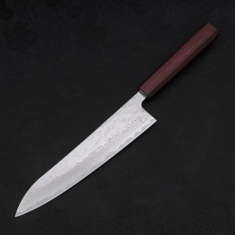 Gyuto AUS-10 Nashiji Damast Lila Urushi Griff 210mm - Image 2