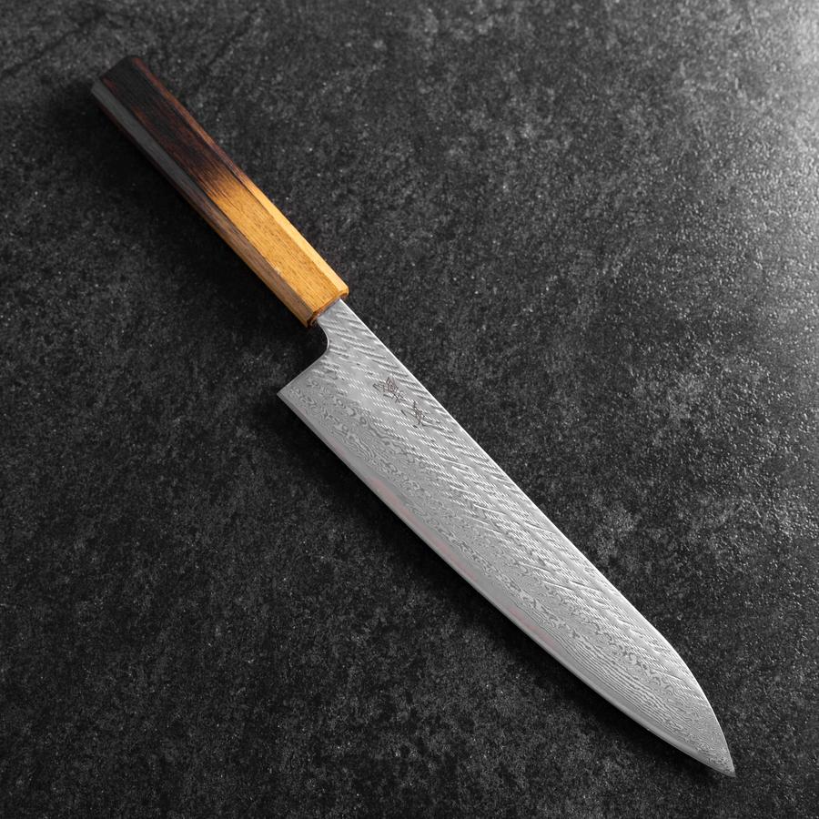 Gyuto AUS-10 Nawame Damast Yaki Urushi Griff 240mm