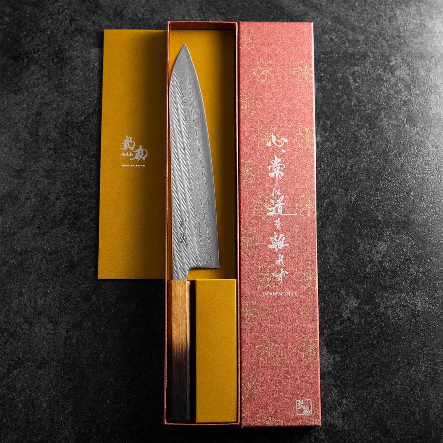 Gyuto AUS-10 Nawame Damast Yaki Urushi Griff 240mm - Image 8