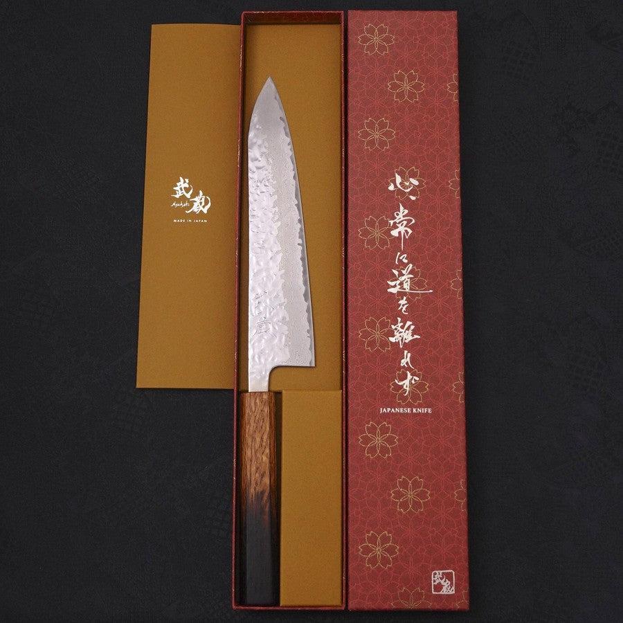 Gyuto AUS-10 Spiegel-Tsuchime Damast Yaki Urushi Griff 210mm - Image 8